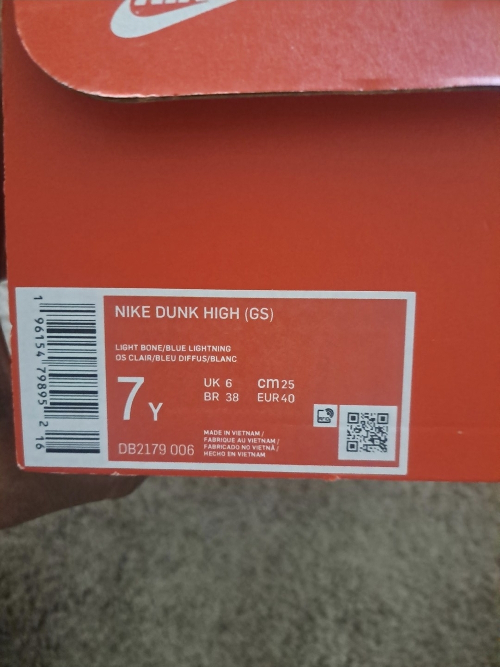 Nike Dunk High (GS) Box - Red/White